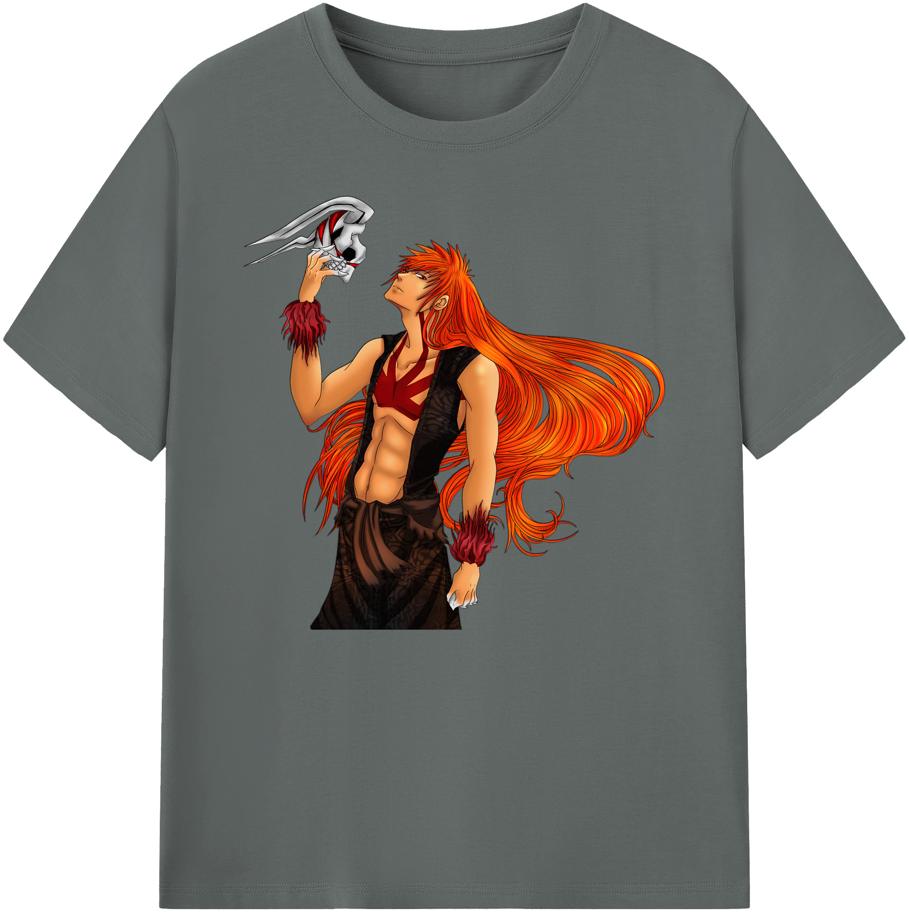 （画像用） ブリーチ 黒崎一護（くろさき いちご）BLEACH Kurosaki Ichigo 綿100％ メンズ半袖Tシャツ｜肌触りやわらか＆通気性